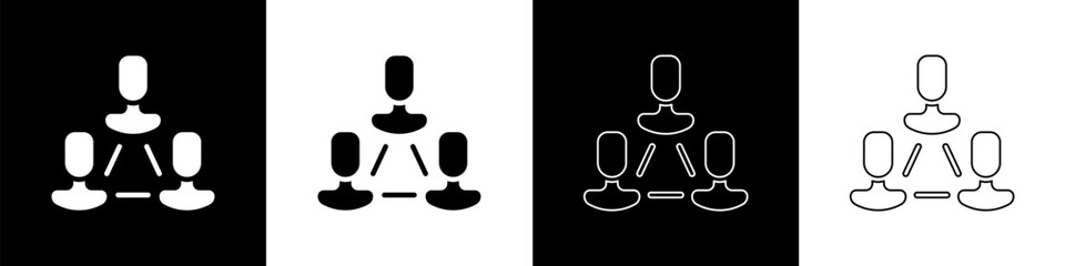 Poster - Set Business hierarchy organogram chart infographics icon isolated on black and white background. Corporate organizational structure graphic elements. Vector