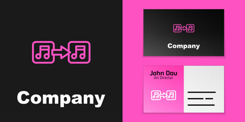 Poster - Pink line Music note, tone icon isolated on black background. Logo design template element. Vector