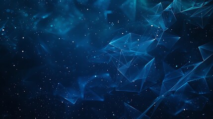 Wall Mural - Wireframe background with a blue plexus effect, featuring sharp, geometric shapes and a dark, starry night sky. Simple, minimalist, and colorful.