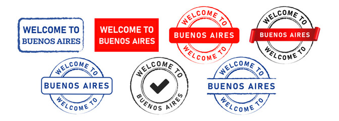 Wall Mural - welcome to buenos aires circle and square stamp sign for destination argentina country