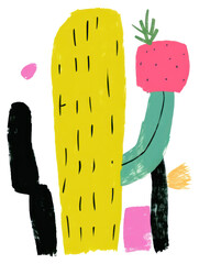 Poster - PNG A cactus plant art white background.