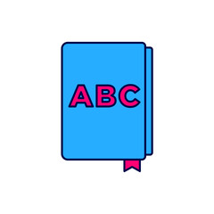 Sticker - Filled outline ABC book icon isolated on white background. Dictionary book sign. Alphabet book icon. Vector