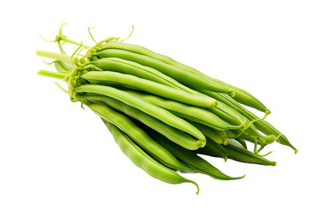 Wall Mural - A Bountiful Harvest of Fresh Green Beans Ready for the Kitchen on a White or Clear Surface PNG Transparent Background.