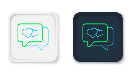 Poster - Line Heart in speech bubble icon isolated on white background. Happy Valentines day. Colorful outline concept. Vector