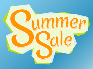 Summer Sale text promotion for banner with sea blue gradation background