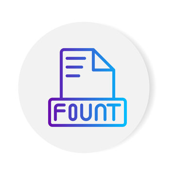 Fount document format file icon. with gradient outlines. vector illustration.