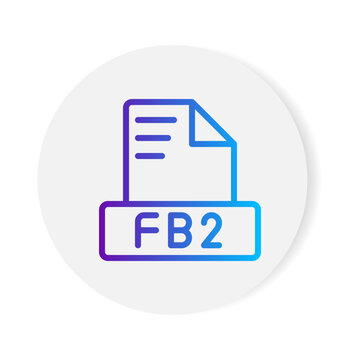 Fb2 document format file icon. with gradient outlines. vector illustration.