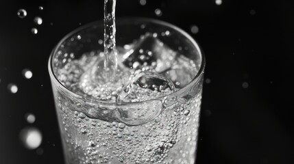 Sparkling water being poured into a glass