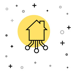 Poster - Black line Smart home icon isolated on white background. Remote control. Random dynamic shapes. Vector