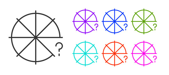 Poster - Black line Circle of pieces icon isolated on white background. Set icons colorful. Vector