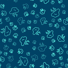 Poster - green line storm icon isolated seamless pattern on blue background. cloud and lightning sign. weathe