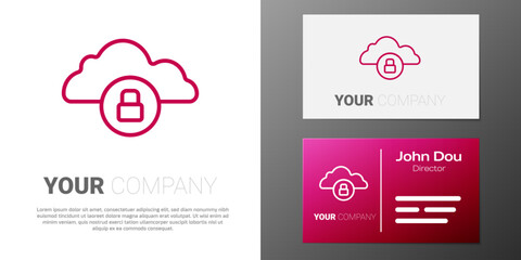Poster - Logotype line Cloud computing lock icon isolated on white background. Security, safety, protection concept. Protection of personal data. Logo design template element. Vector