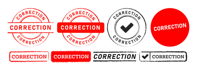 red and black rubber stamp correction label sticker sign for business confirm corrective business