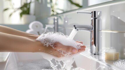 The Hands Washing with Soap