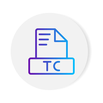 Tc document format file icon. with gradient outlines. vector illustration.