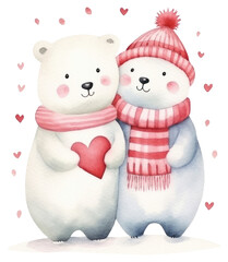 Poster - PNG Polar Bear snowman winter love.