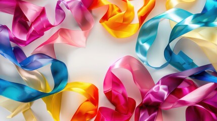 Wall Mural - Colorful ribbons play waves on the background.