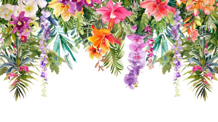 Wall Mural - PNG Tropical floral border illustration