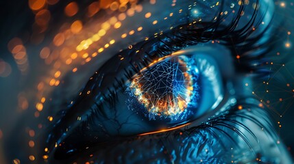 Poster - Futuristic digital network human eye for modern future digital vision concept. AI generated