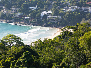 Landscape of the sea bay view from the top Holiday in Thailand. Thailand Phuket island lagoon with nature.