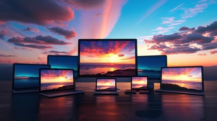 Canvas Print - Sunset on Different Screens