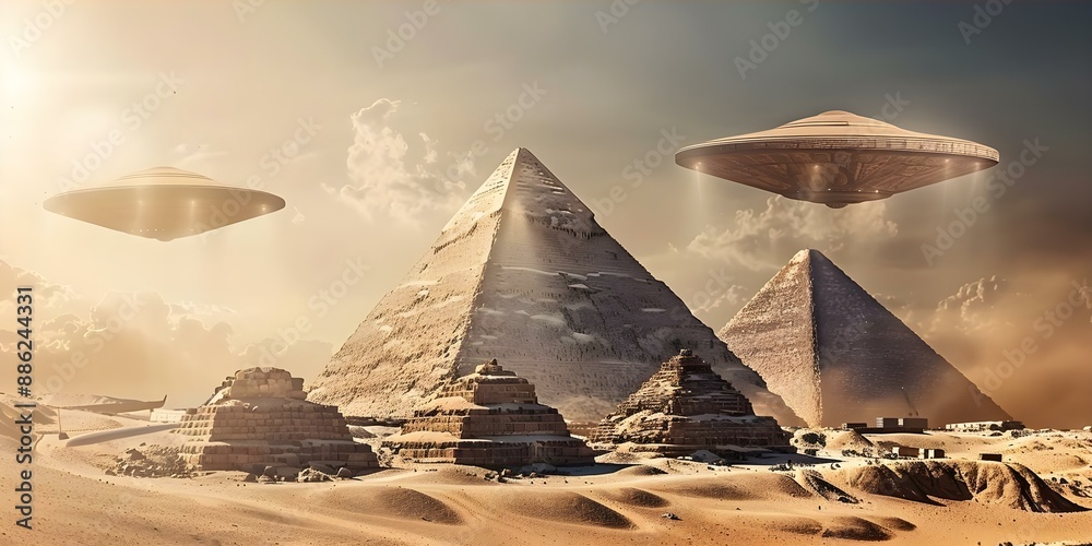 Ancient Aliens Egyptian Pyramids with a Hovering UFO and Shadow ...