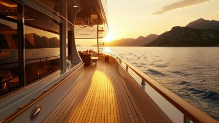 Sticker - Luxury Yacht at Sunset