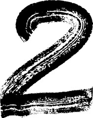 Fototapete - numbers 2 written with a brush vector, Vector hand paint number two. Hand drawn letter with dry brush..eps
