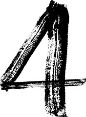 Fototapete - numbers 4 written with a brush vector, Vector hand paint number four. Hand drawn letter with dry brush..eps