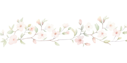 Sticker - PNG Blossoms as divider watercolour illustration pattern flower plant.