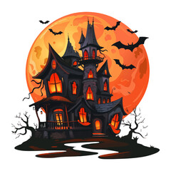 Wall Mural - Halloween haunted house vector illustration with a white background