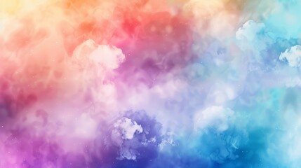 Wall Mural - abstract watercolor background with colorful clouds and stars