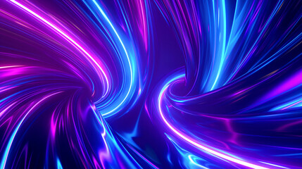 Canvas Print - Abstract background with dynamic, luminous flowing lines in blue, purple, and pink shades, creating a sense of depth and motion.