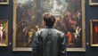 © Alex Photography - Man views Renaissance paintings in an art gallery, appreciating classical artwork and cultural history.