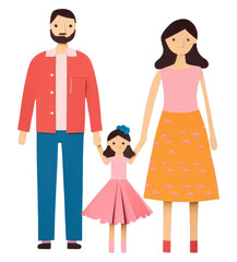 Wall Mural - PNG Dad mom kid adult cute art.