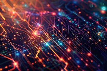 Poster - An interconnected circuit background and electronic symbols give physics-related educational overlays a visually dynamic touch