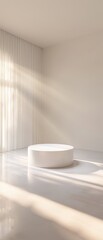 Wall Mural - A white round table is sitting in a room with a window