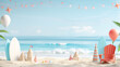 © ChubbyCat - Celebrate with sandcastles and surfboards on a sunny beach. Birthday fun for all!
