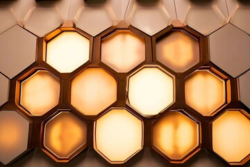 Hexagonal abstract metal background with light ai generated 