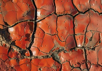 Sticker - Red Earth Cracked Texture - Organic Patterns