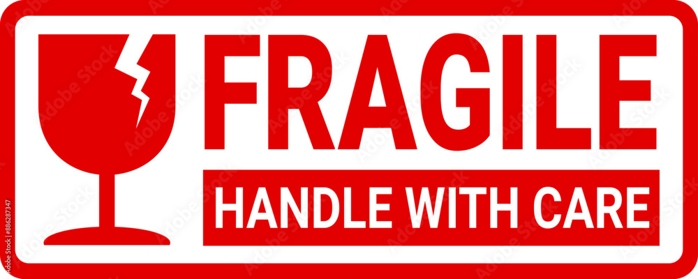 Fragile Broken Sticker sticker fragile handle with care, red fragile warning label with broken ...
