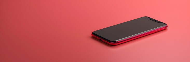 Sticker - Red Smartphone on Solid Pink Background