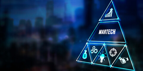 internet, business, technology and network concept. martech marketing technology concept on virtual 
