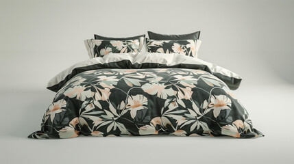 Sticker - floral bedding on gray wall 