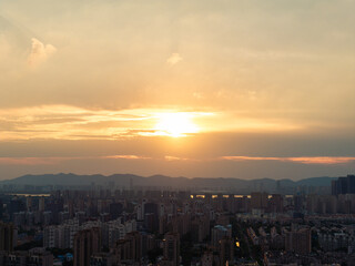 Wall Mural - time lapse sunset over city