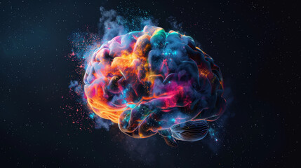 Poster - A colorful brain with a lot of smoke coming out of it