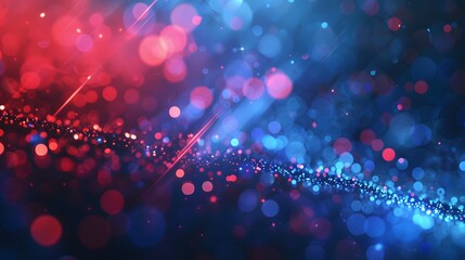 Poster - Abstract Red Blue Light Rays Bokeh Background