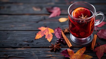 Wall Mural - Hot mulled wine with spices on an isolated background