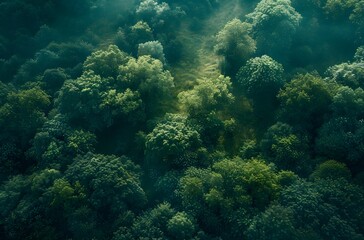 Poster - Aerial View of Lush Green Forest Canopy