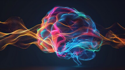 Wall Mural - Abstract Brain Representation with Colorful Particles